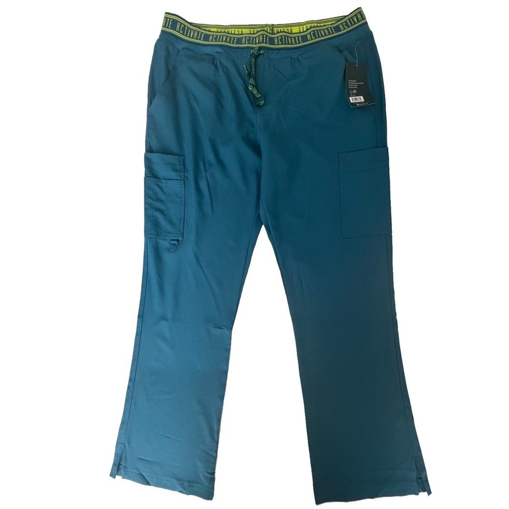 Med Couture Women's Green Activate Flow Yoga Two Pocket Cargo Pant Size Large NW